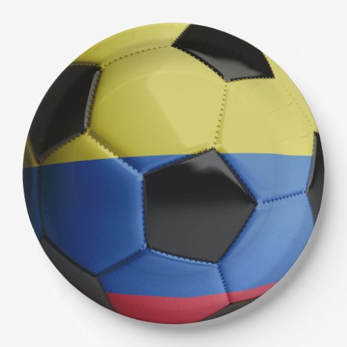 Colombia Flag Soccer Ball Paper Plates