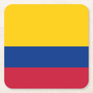 Colombia Flag Square Paper Coaster