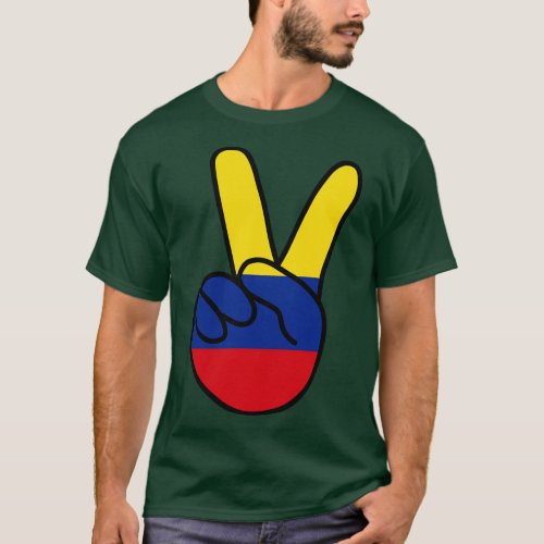 Colombia Flag V Sign T_Shirt