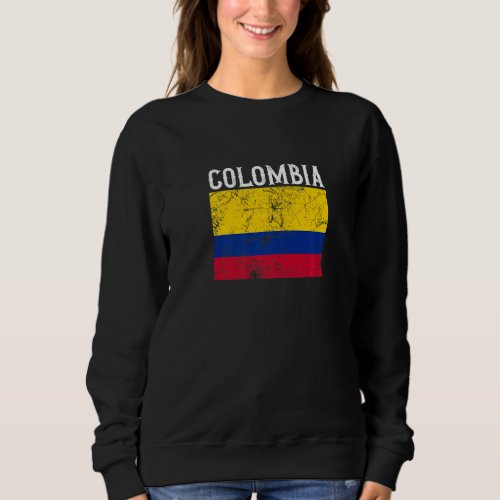 Colombia Flag Vintage Men Women Trip Holiday Colom Sweatshirt