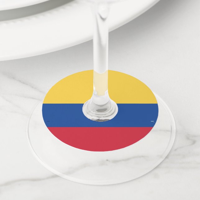 Colombia flag wine glass tag (Close Up)