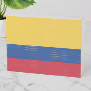 Colombia flag wooden box sign