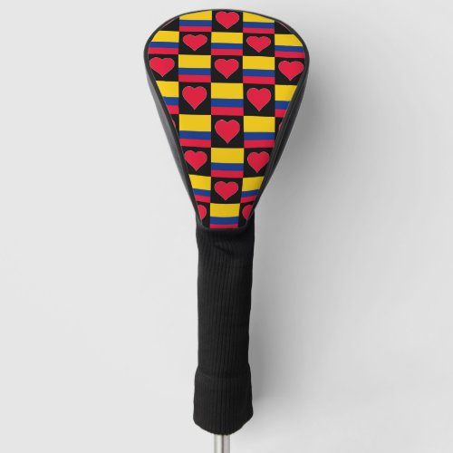Colombia Golf Love Heart Pattern Colombian Pride Golf Head Cover