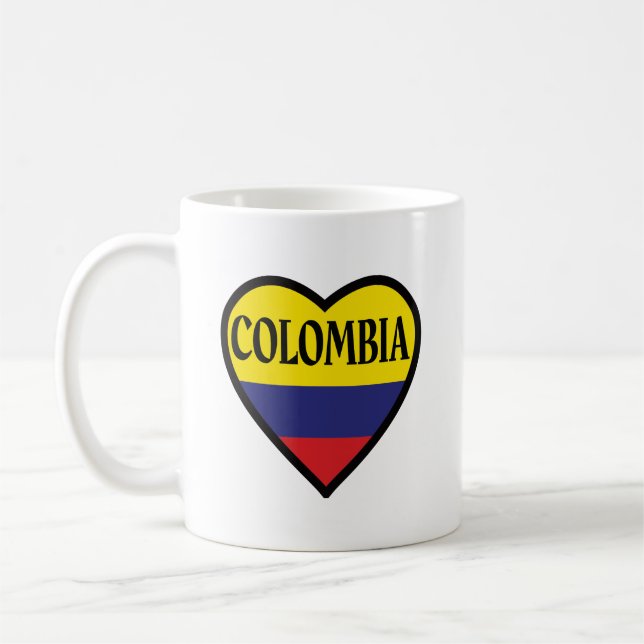 Colombia Heart Flag White Coffee Mug (Left)