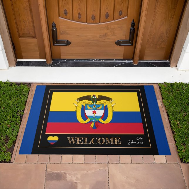 Colombia house mat, Colombian Flag blue /Welcome Doormat (Outdoor)