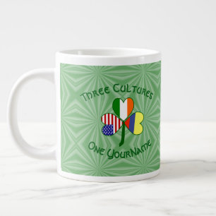 Colombia Ireland USA Shamrock Flag Personalized Giant Coffee Mug
