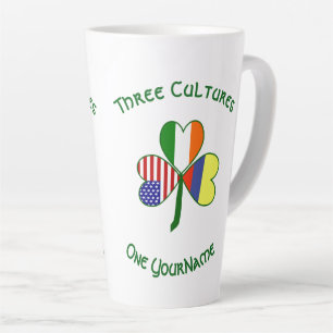 Colombia Ireland USA Shamrock Flag Personalized Latte Mug