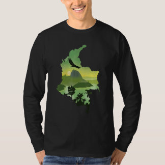 Colombia Map And Beautiful Nature T-Shirt