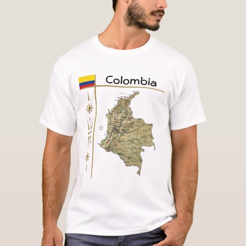 Colombia Map  Flag  Title T_Shirt