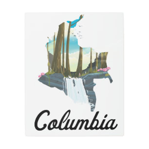 Colombia map travel poster
