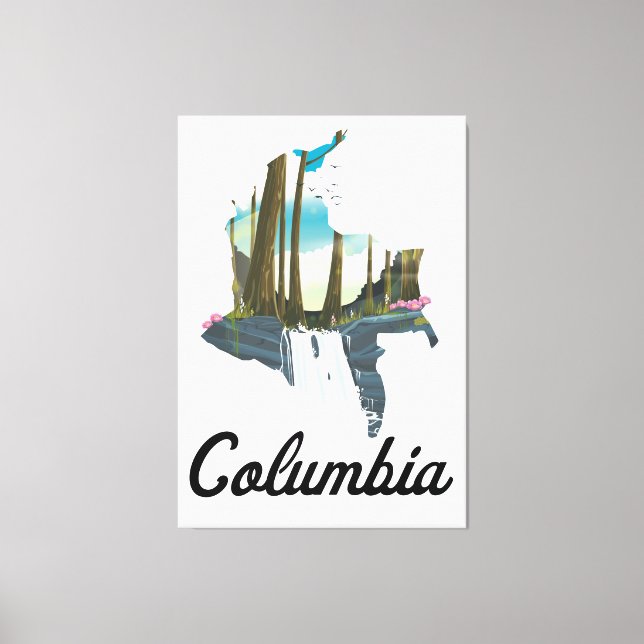 Colombia map travel poster canvas print (Front)