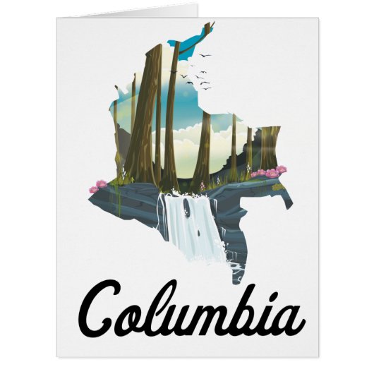 Colombia map travel poster cards (Front)