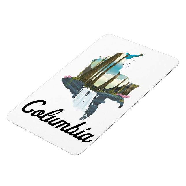 Colombia map travel poster magnet (Left Side)