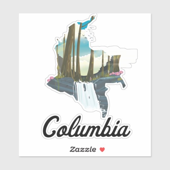 Colombia map travel poster sticker (Sheet)