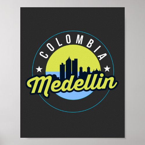 Colombia Medellin Cityscape Sticker Poster