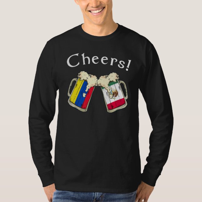 Colombia Mexico Flag Cheers Beer Grown Patriot Cou T-Shirt (Front)