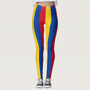 Colombia National Flag Colors Vertical Striped Leggings