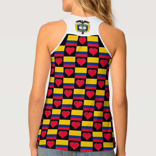 Colombia National Flag Heart Patriotic Colombian Tank Top (Back)