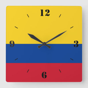 Colombia National Flag Patriotic Square Wall Clock