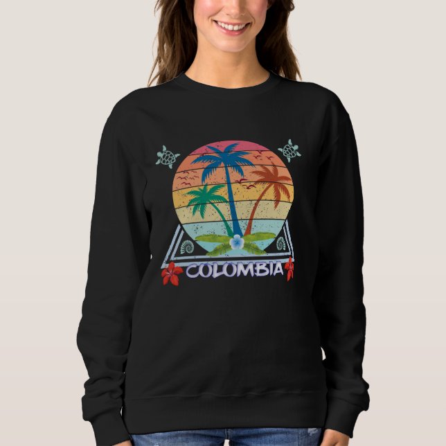 Colombia Palms Sea Turtle Beach Sun Bogota Souveni Sweatshirt (Front)