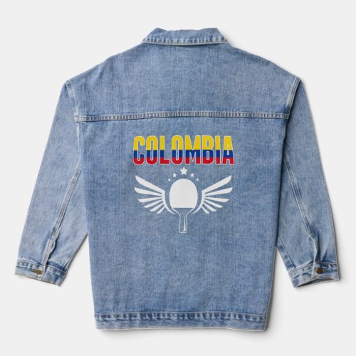 Colombia Ping Pong  Colombian Table Tennis Support Denim Jacket
