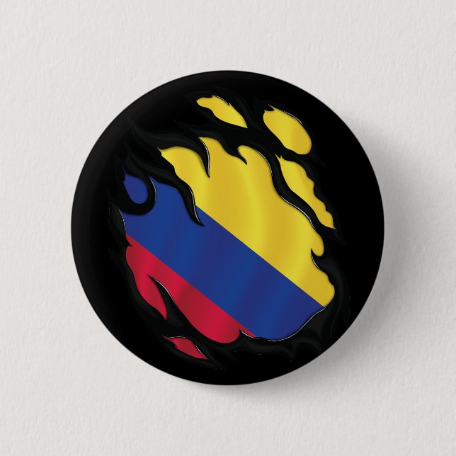 Colombia Ripped Flag Button (Front)