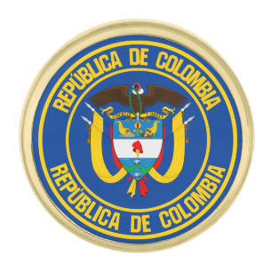 Colombia Round Emblem Gold Finish Lapel Pin