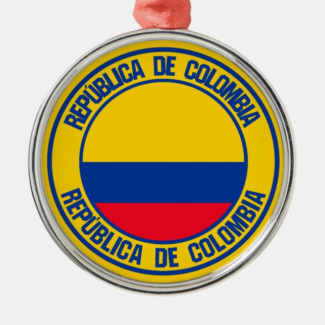 Colombia Round Emblem Metal Ornament (Front)