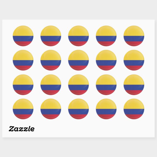 Colombia  Round Icon Flag Classic Round Sticker (Sheet)