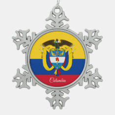 Colombia Snowflake, Colombian Flag Snowflake Pewter Christmas Ornament at Zazzle