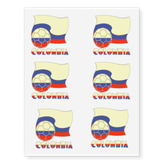 Colombia Soccer Ball and Flag Temporary Tattoos