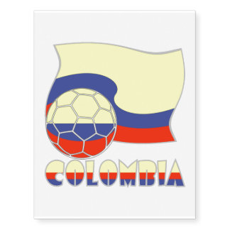 Colombia Soccer Ball and Flag Temporary Tattoos