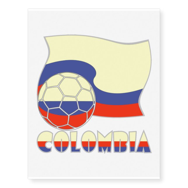 Colombia Soccer Ball and Flag Temporary Tattoos (Front)