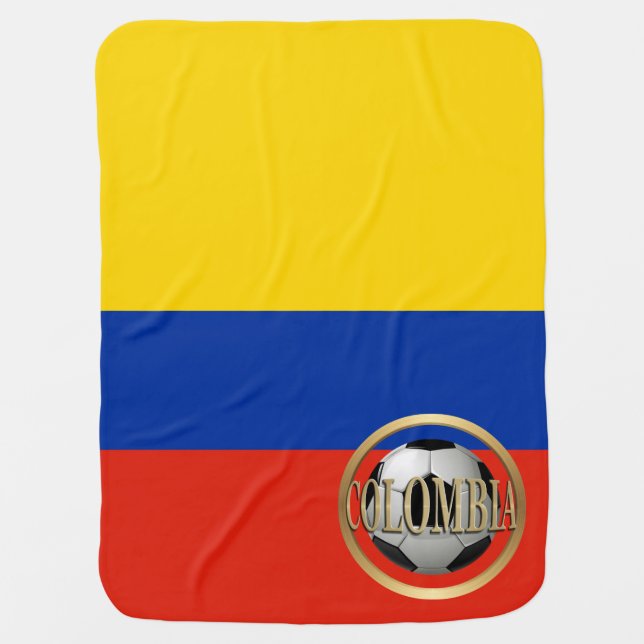 Colombia Soccer Ball Stroller Blanket (Front)