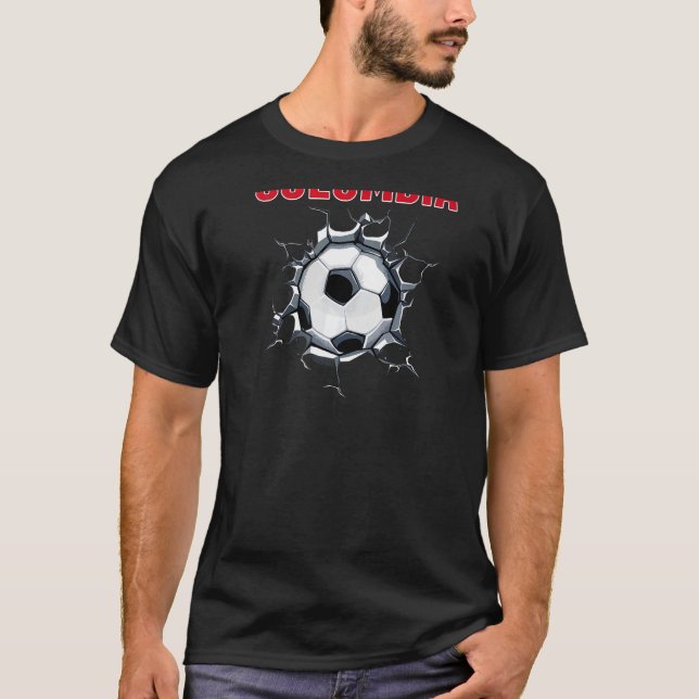 Colombia Soccer Fans - Colombian Football In Crack T-Shirt (Front)
