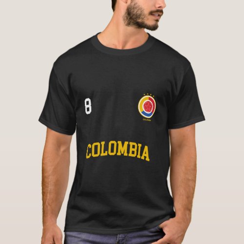 Colombia Soccer Hoodie No 8 Colombian Flag Camiset T_Shirt