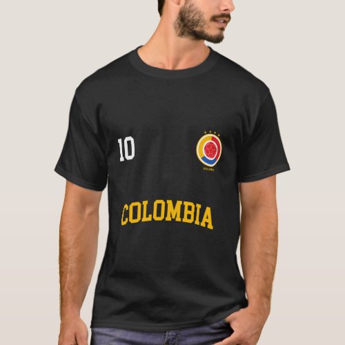 Colombia Soccer No 10 Colombian Flag Camiseta Futb T_Shirt