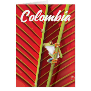 Colombia tree frog travel poster cards