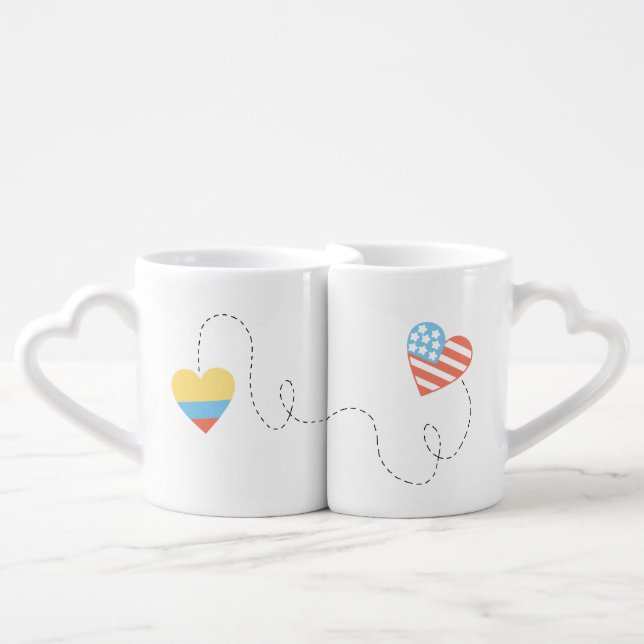 Colombia USA Love Gift Mug Set (Front Nesting)