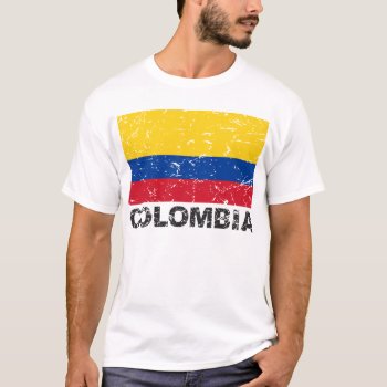 Colombia Vintage Flag T-shirt by allworldtees at Zazzle