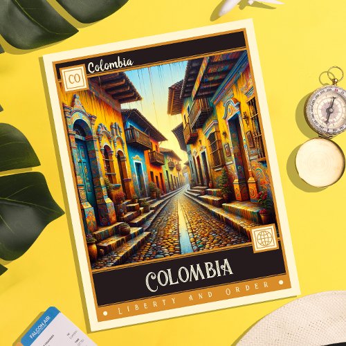 Colombia  Vintage Painting Postcard