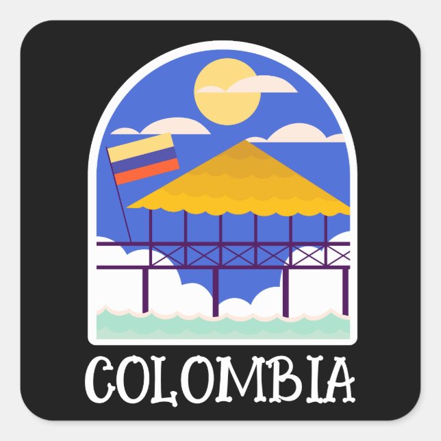 Colombia Vintage Travel Square Sticker (Front)