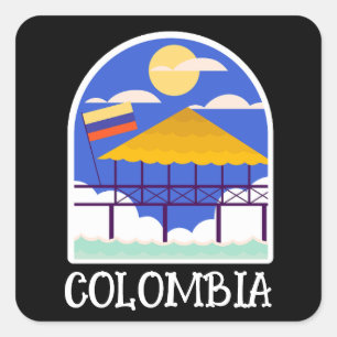 Colombia Vintage Travel Square Sticker