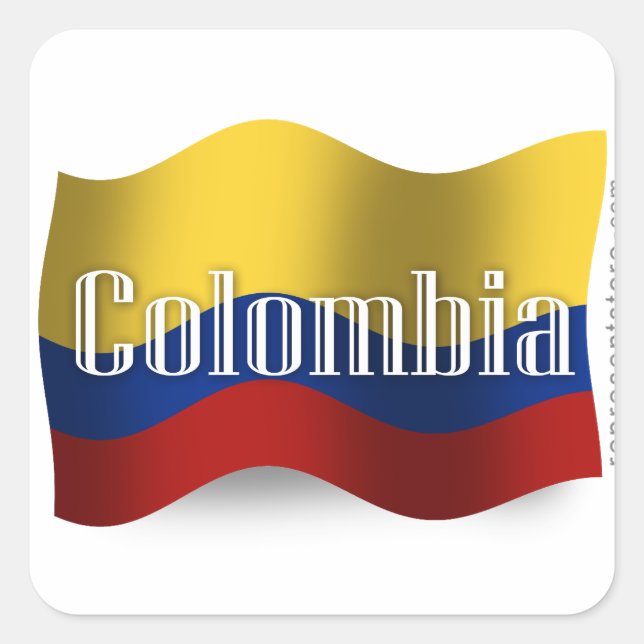 Colombia Waving Flag Square Sticker (Front)