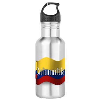 Colombia Waving Flag Water Bottle by representshop at Zazzle