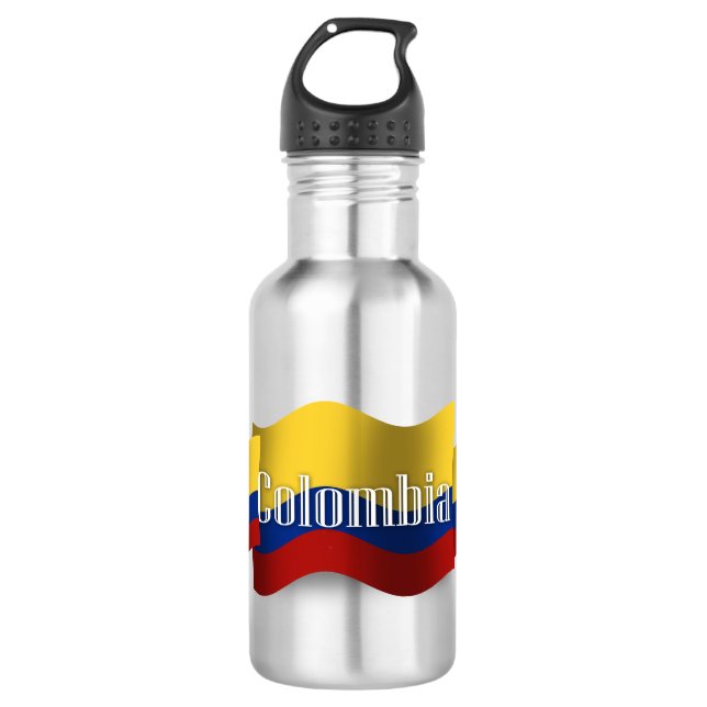 Colombia Waving Flag Water Bottle (Front)