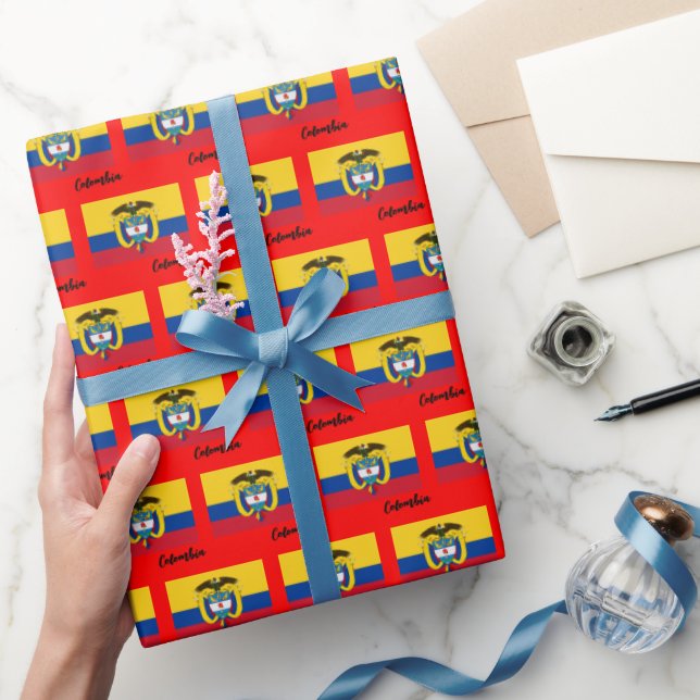 Colombia Wrapping Paper, Colombian Flag Red Wrapping Paper (Gifting)