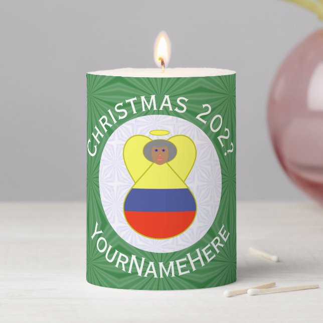 Colombian Abuelita Angel for Christmas  Pillar Candle (In Situ)