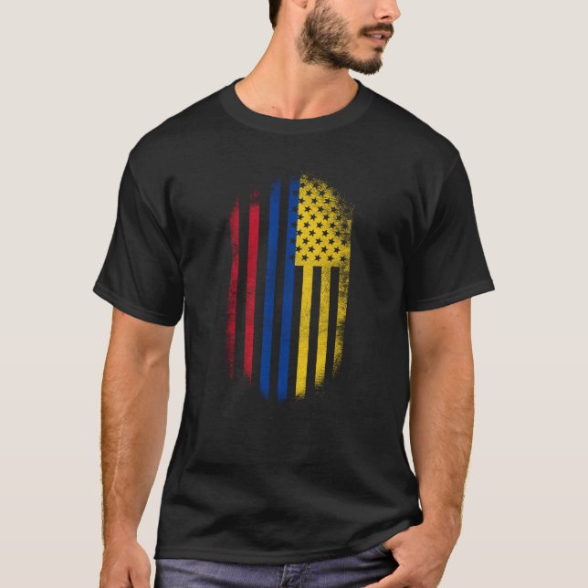Colombian American Flag   Colombia and USA Design T-Shirt (Front)