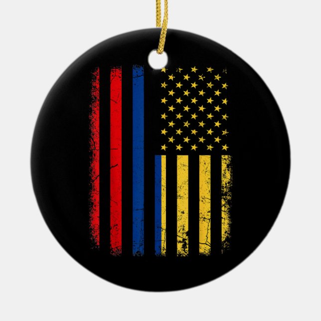 Colombian American Flag Colombian Roots Colombia A Ceramic Ornament (Front)